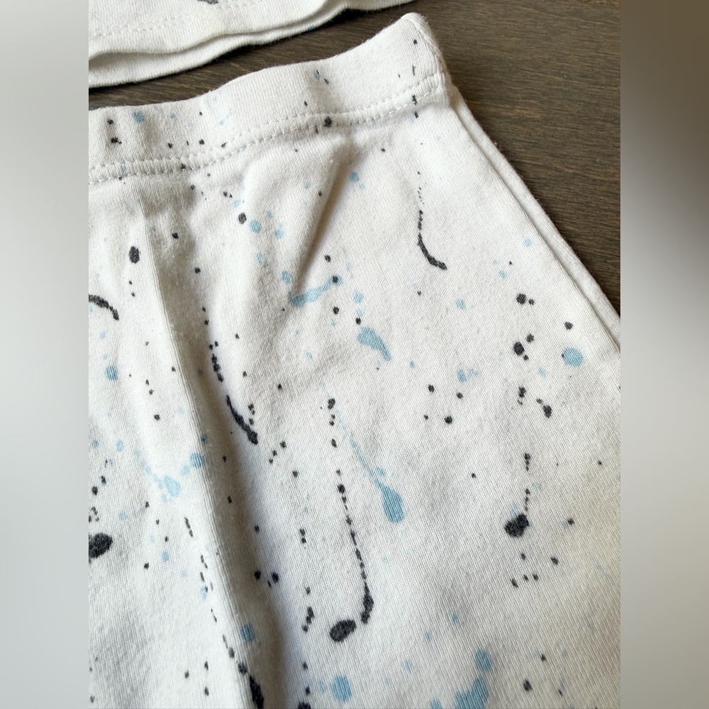 Cream & Blue Splatter-Print Kids Set - Picture 9 of 12